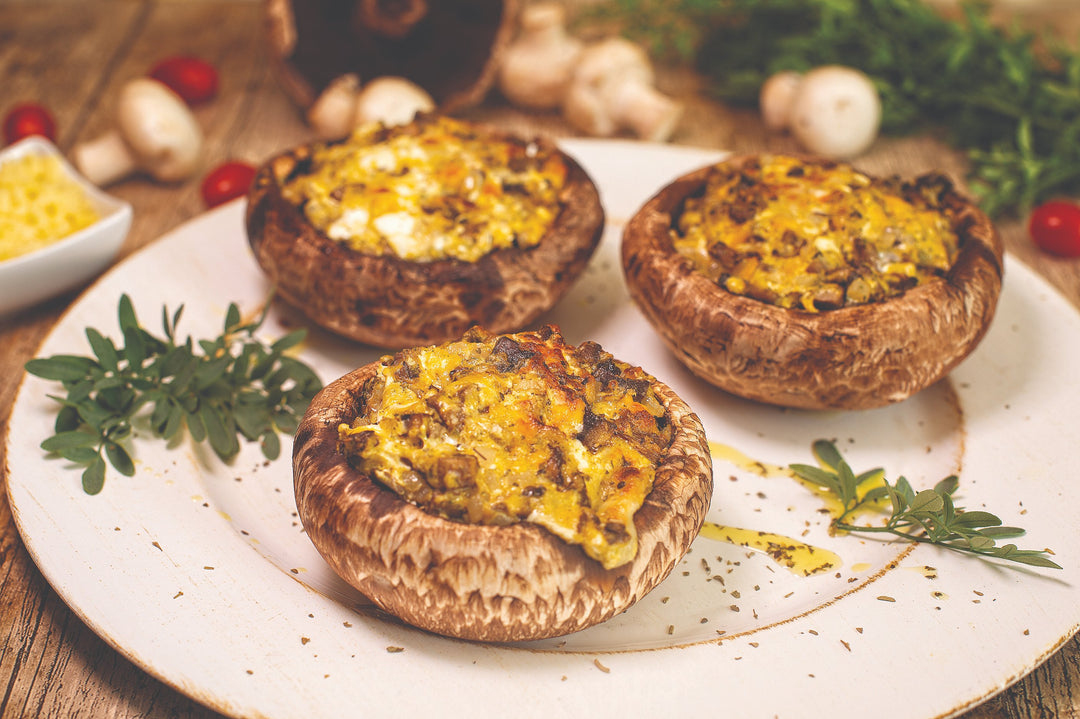 CHEDDAR AND HERB STUFFED PORTOBELLO MUSHROOMS