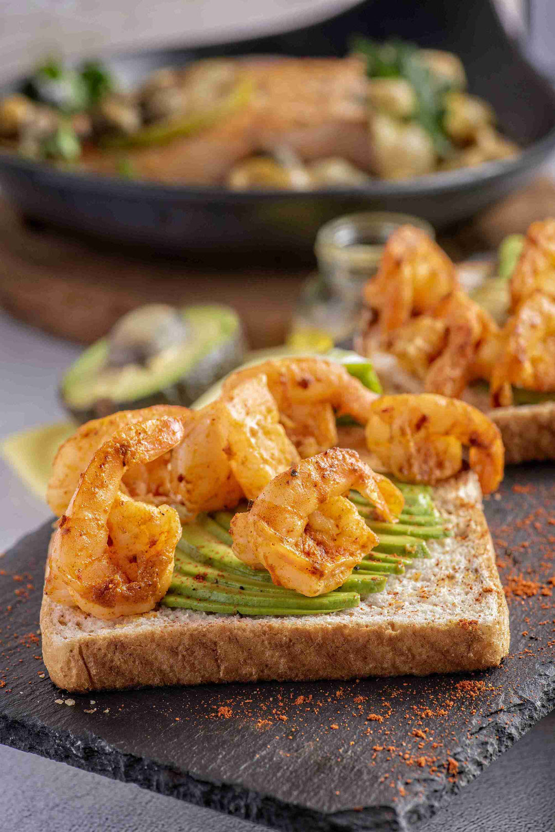 Golden Shrimp & Avocado Toast