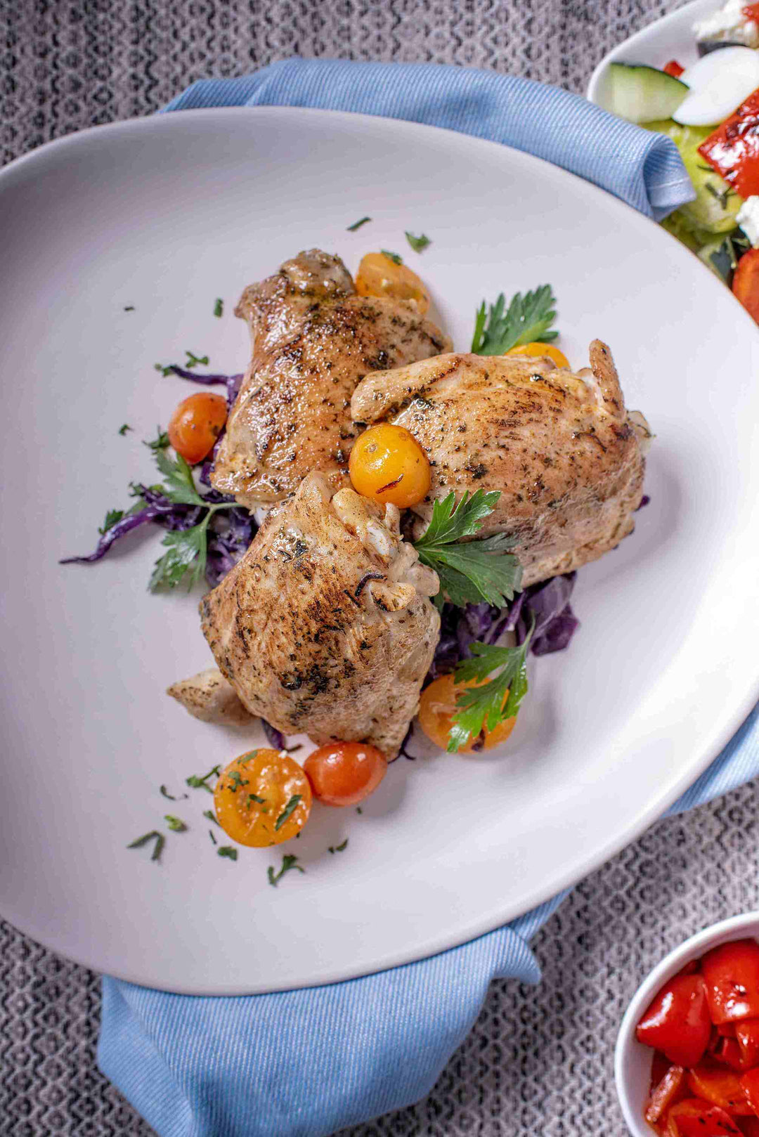 Roasted Chicken Thighs with Feta & Kale