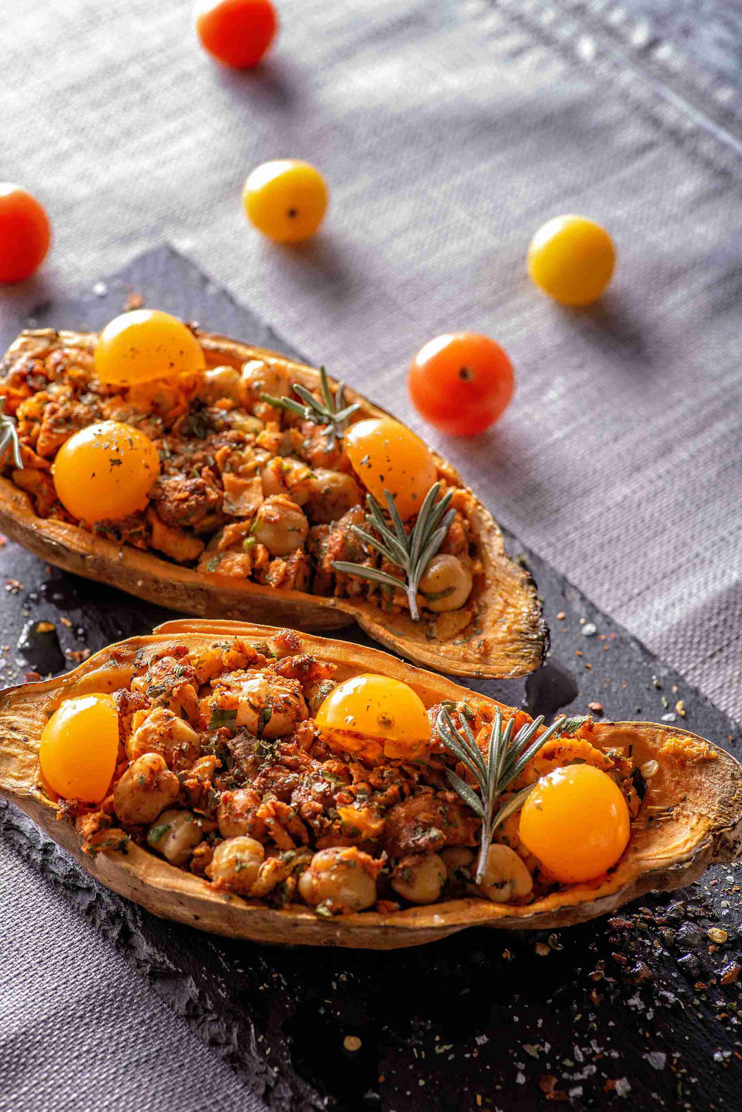 Mediterranean  Baked Sweet Potatoes