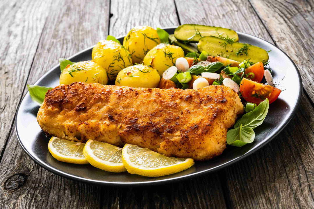 Almond-Crusted Trout with Swiss Chard