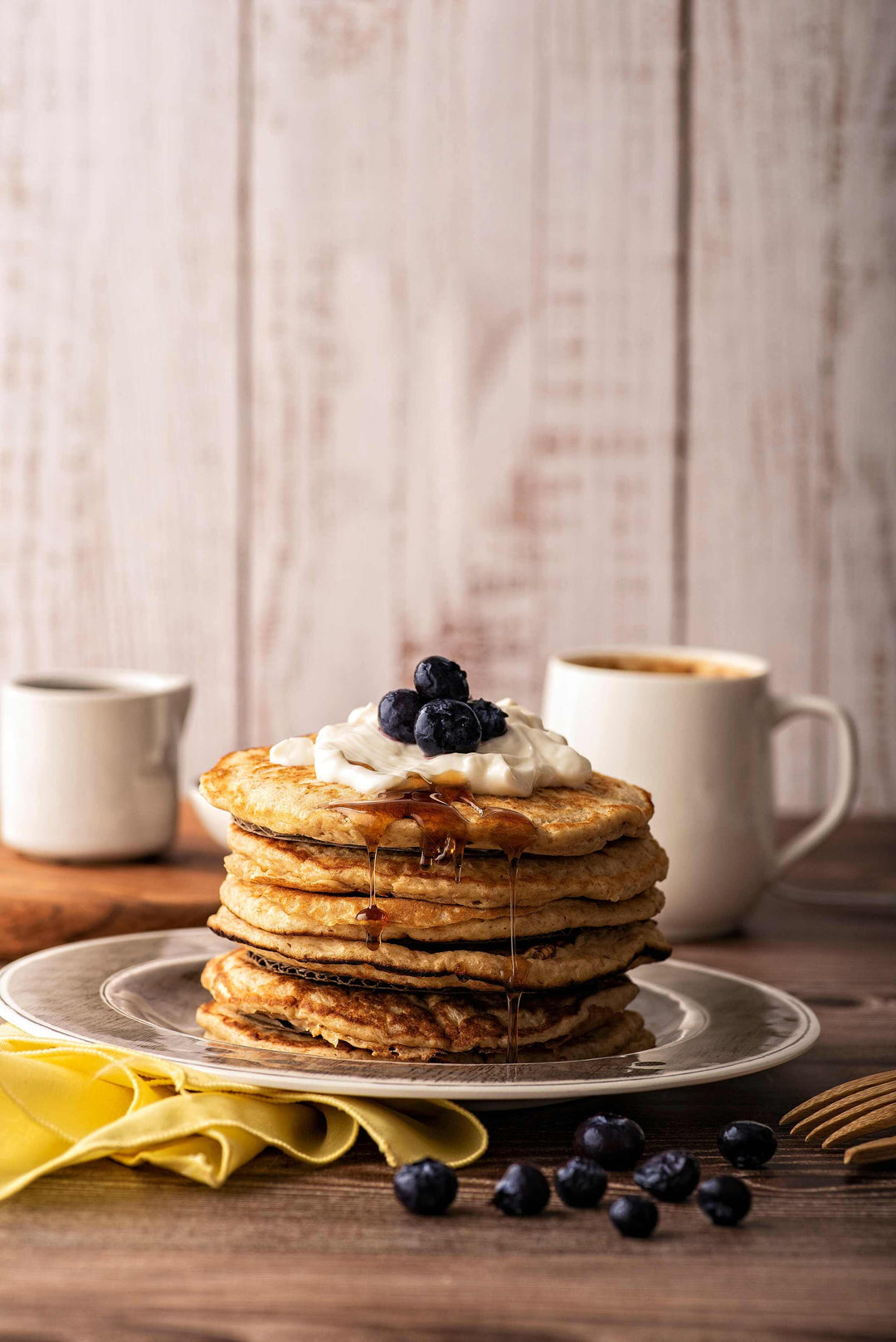 Greek Yogurt Blueberry Pancakes