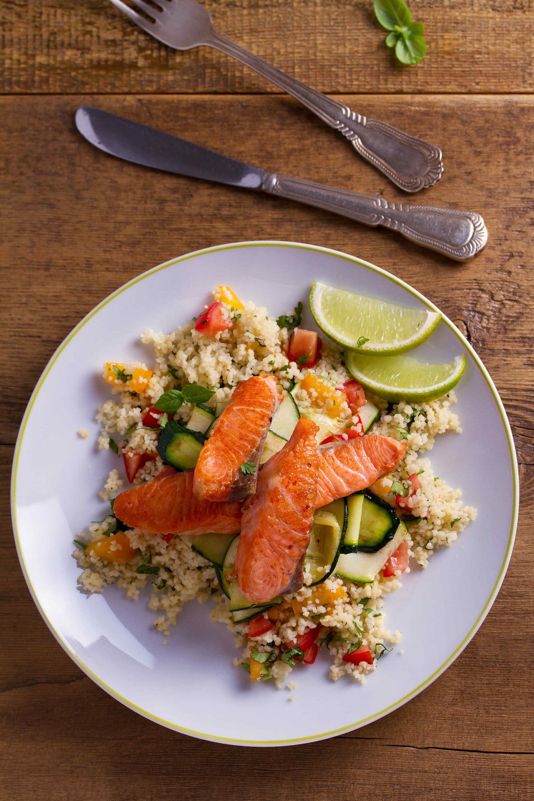 Grilled Salmon on Herbed Couscous