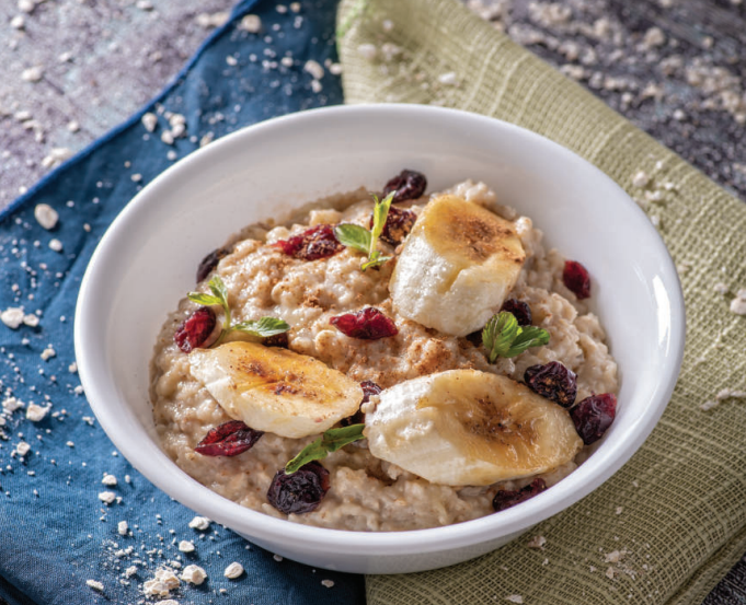 Cinnamon Roll Porridge with  Cranberries