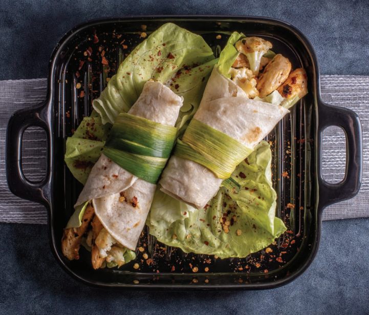 Greek Cauliflower Chicken Wraps