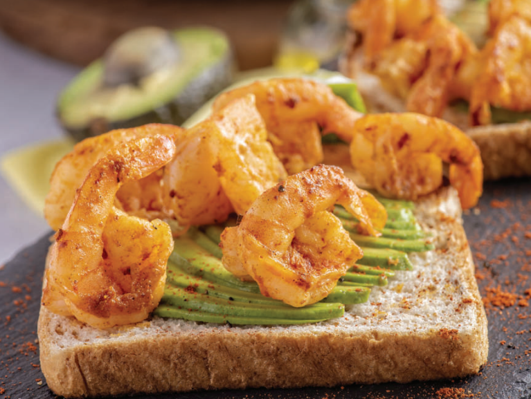 Golden Shrimp & Avocado Toast