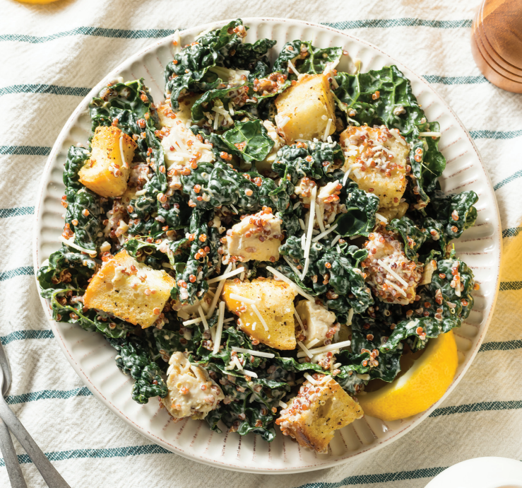 Kale Salad with Garlic Croutons