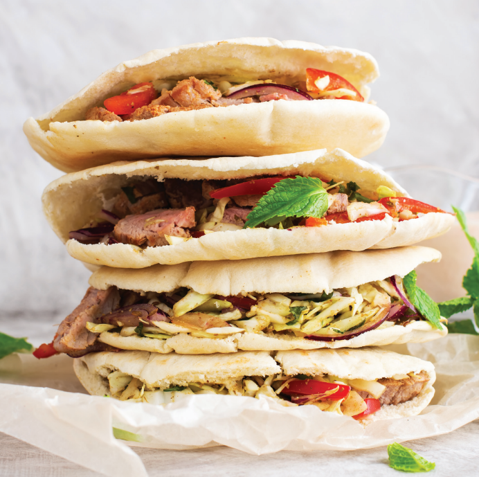Pita Breads with Roasted Lamb & Vegetables