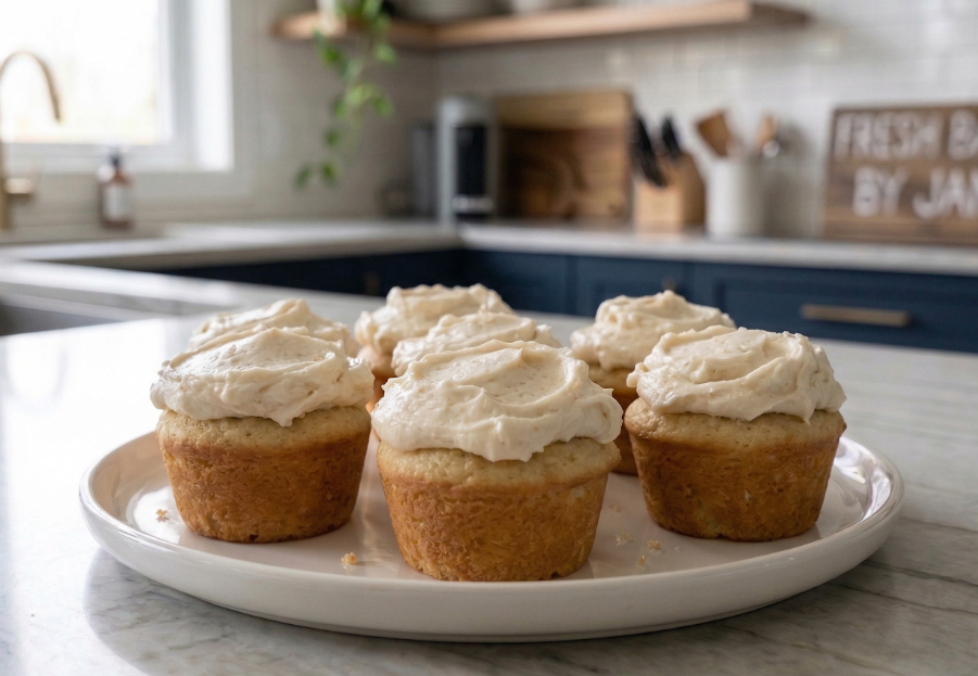 Vanilla Cupcakes with Whipped Cream Frosting