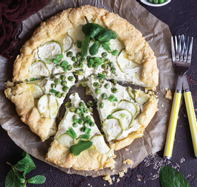 Socca Pizza with Ricotta & Spring Veggies