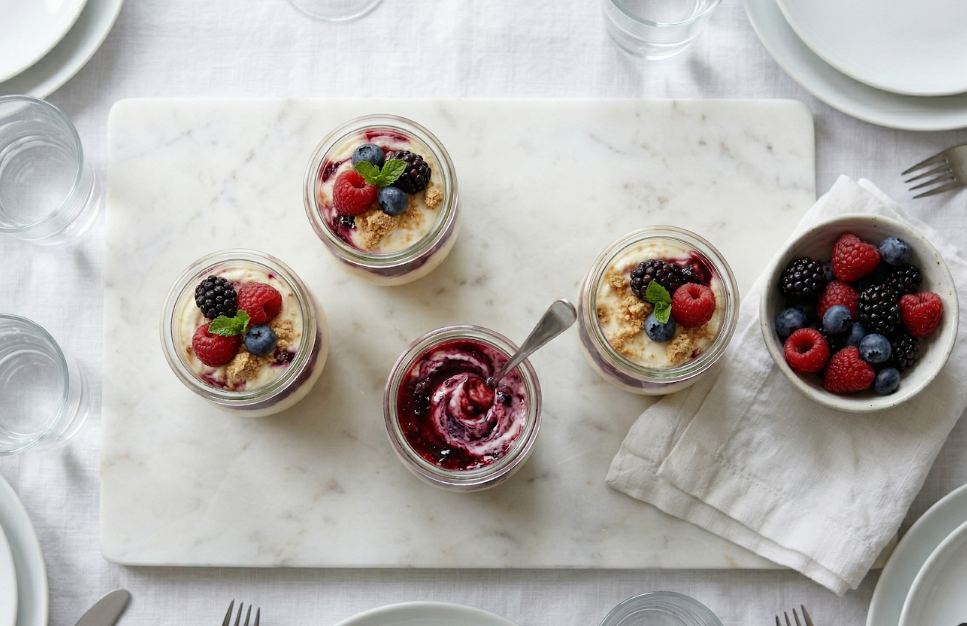 Cheesecake Jars with Berry Swirl