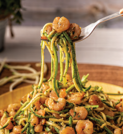 Zucchini Noodles &  Garlic Shrimp