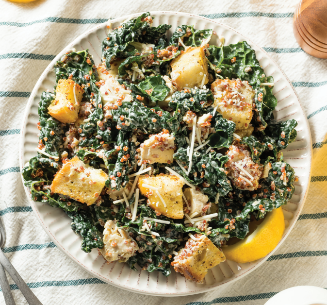 Kale Salad with Garlic Croutons