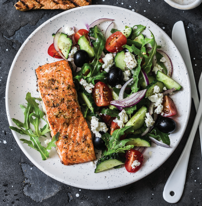 Simple & Healthy Greek Salmon Salad