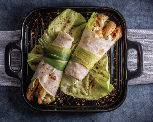 Greek Cauliflower Chicken Wraps