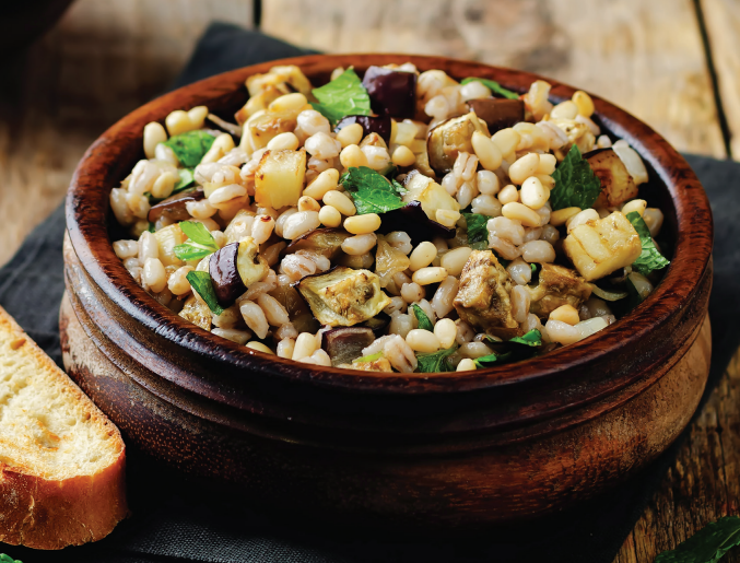 Fancy Farro Salad with Grilled Eggplant