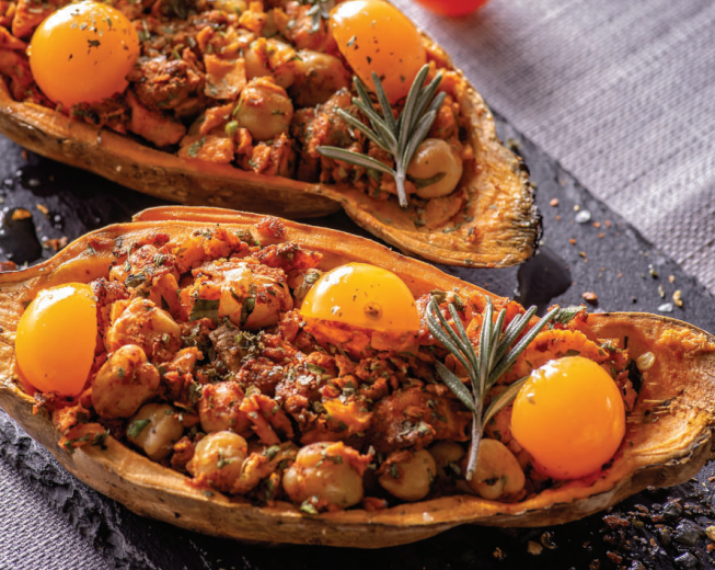 Mediterranean Baked Sweet Potatoes