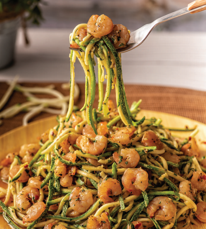 Zucchini Noodles and Garlic Shrimp